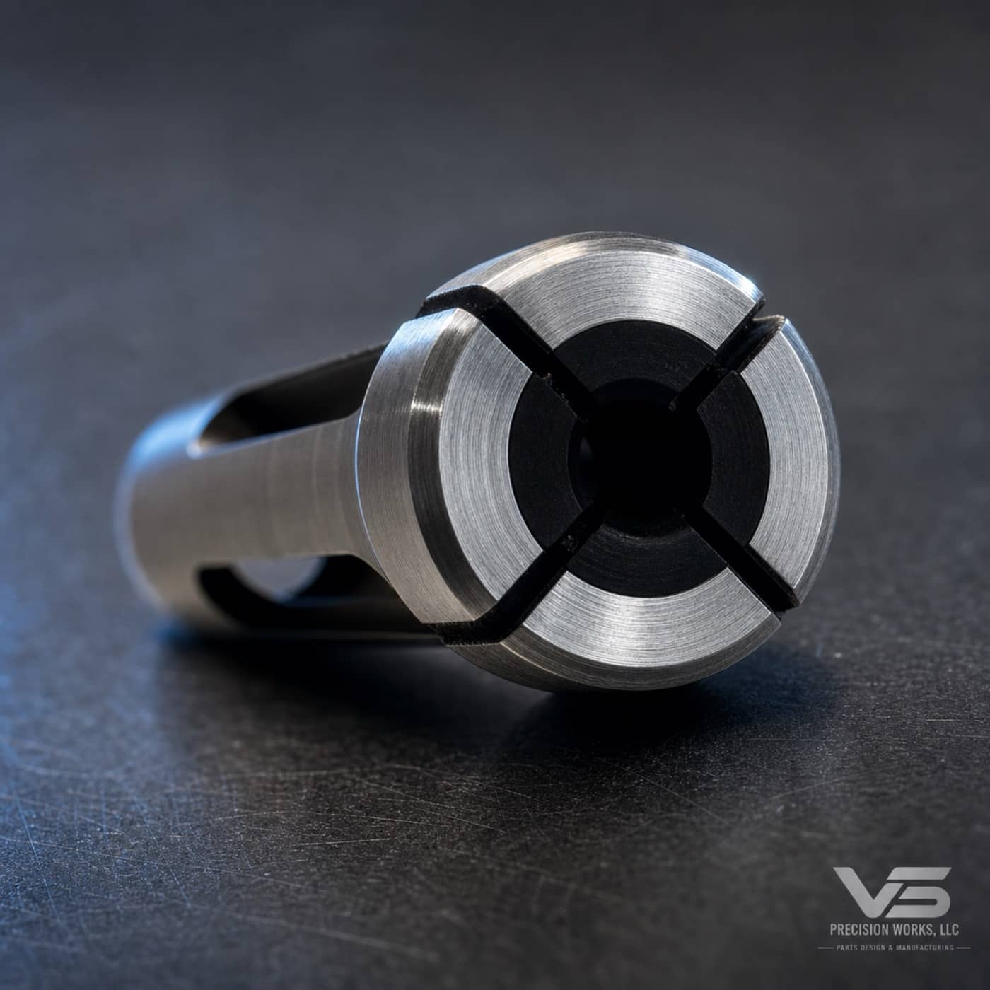 End view of a wire-EDM slotted collet